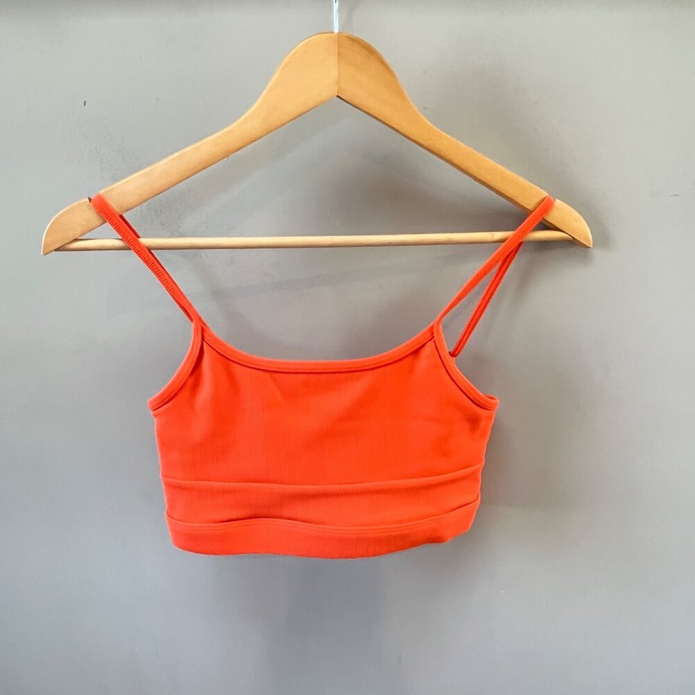 Wilo Orange Ribbed Crop Top With Adjustable Straps - S‎